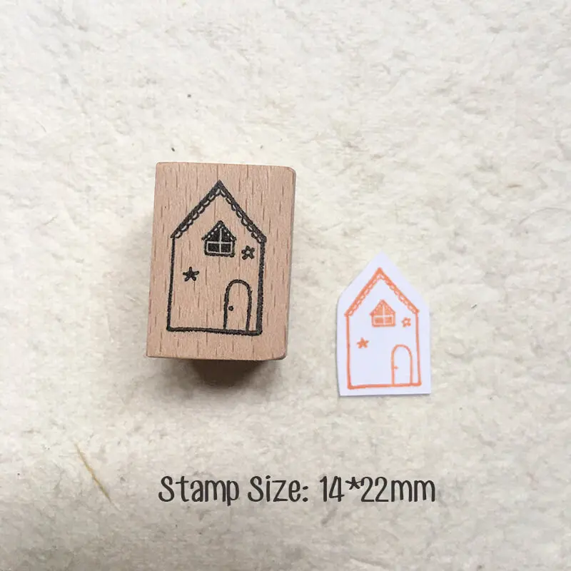 ختم صغير كاواي لسكرابوكينغ ، طوابع خشبية يوميات بطاقة ذاتية الصنع ، منزل صغير غريب الأطوار والطيور #5