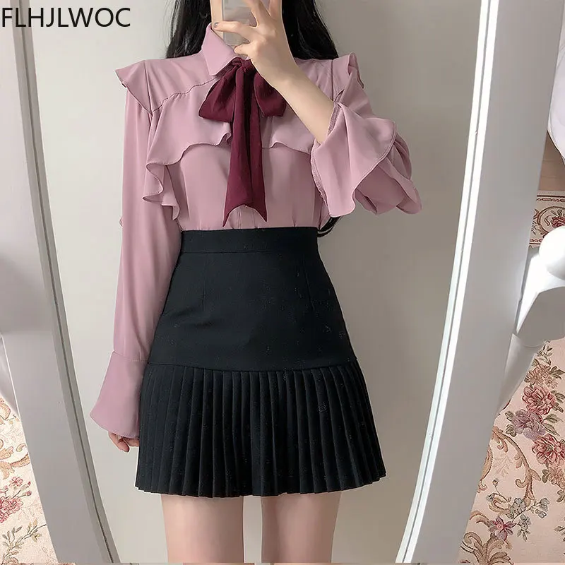 Hot Sales Women Cute Tops Preppy Style Vintage Japan Korea Design Elegant Office Lady Formal Basic Pink White Shirts Blouses