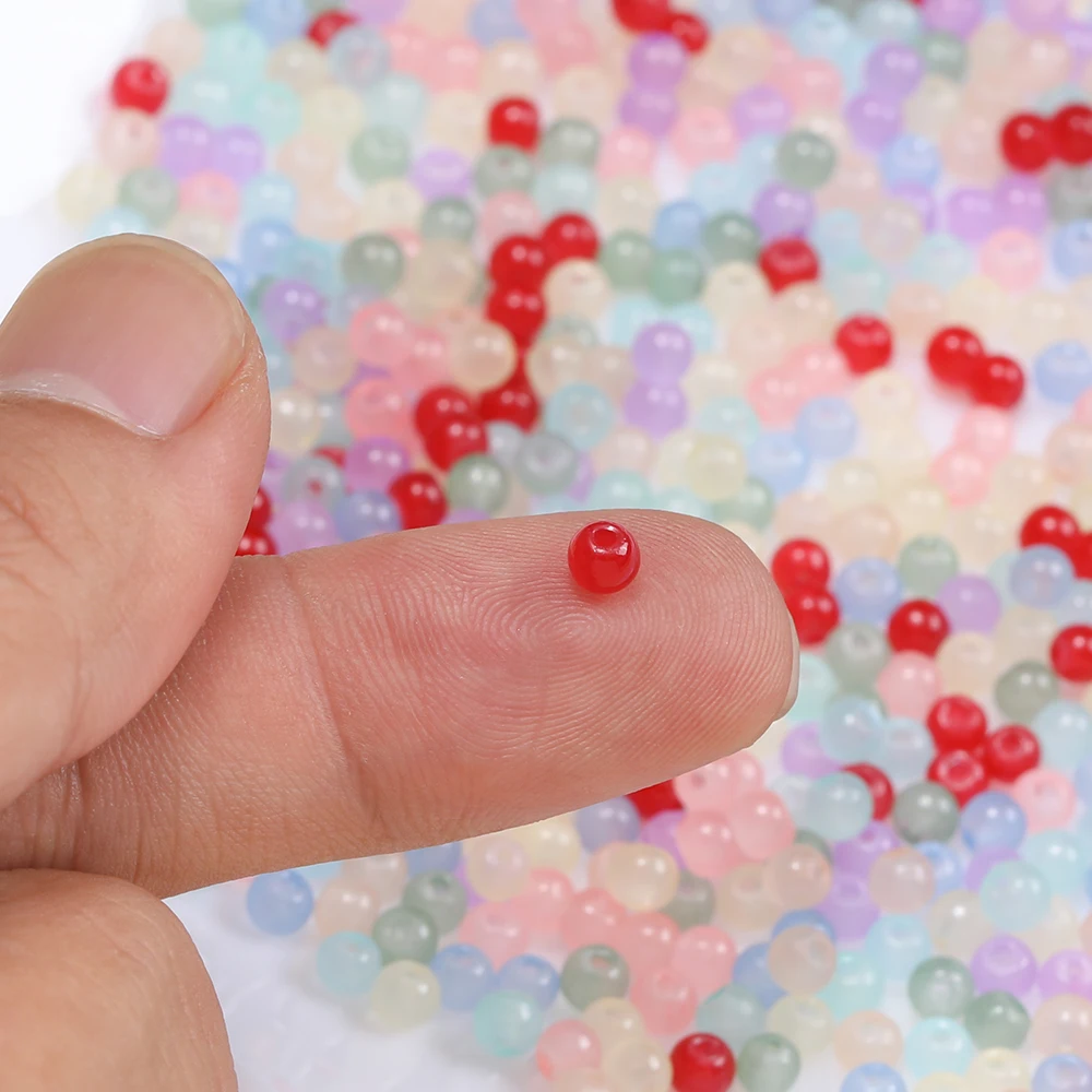50/100pcs 3mm Glass Round Beads Colorful Spacer Loose Beads for Jewelry Making DIY Bracelet Necklace Accessories