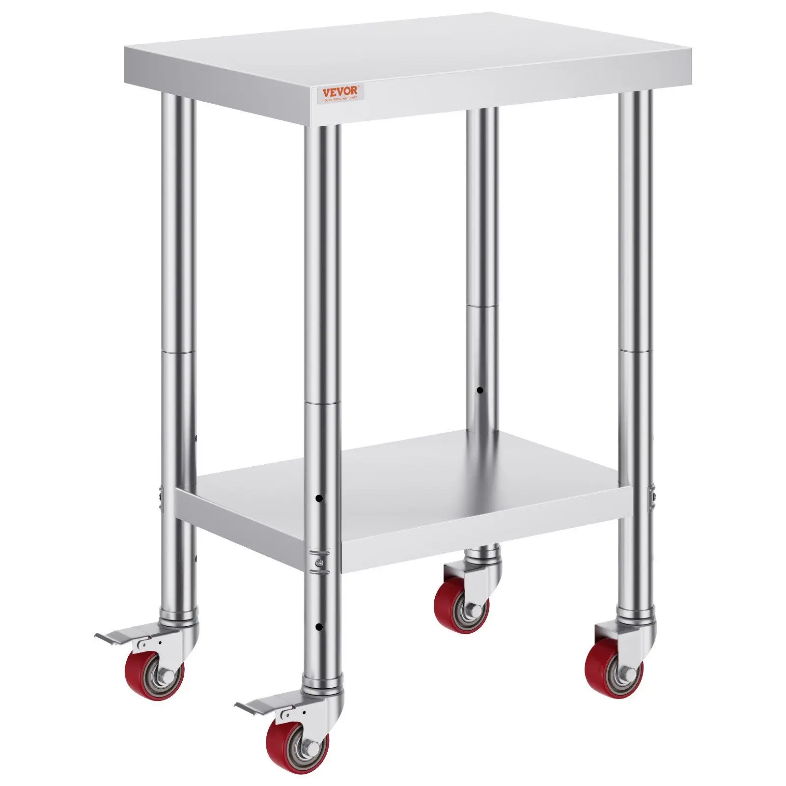 

Stainless Steel Work Table 24x18x34 Inch 700 LBS Capacity 4 Wheels Adjustable Height Commercial Kitchen