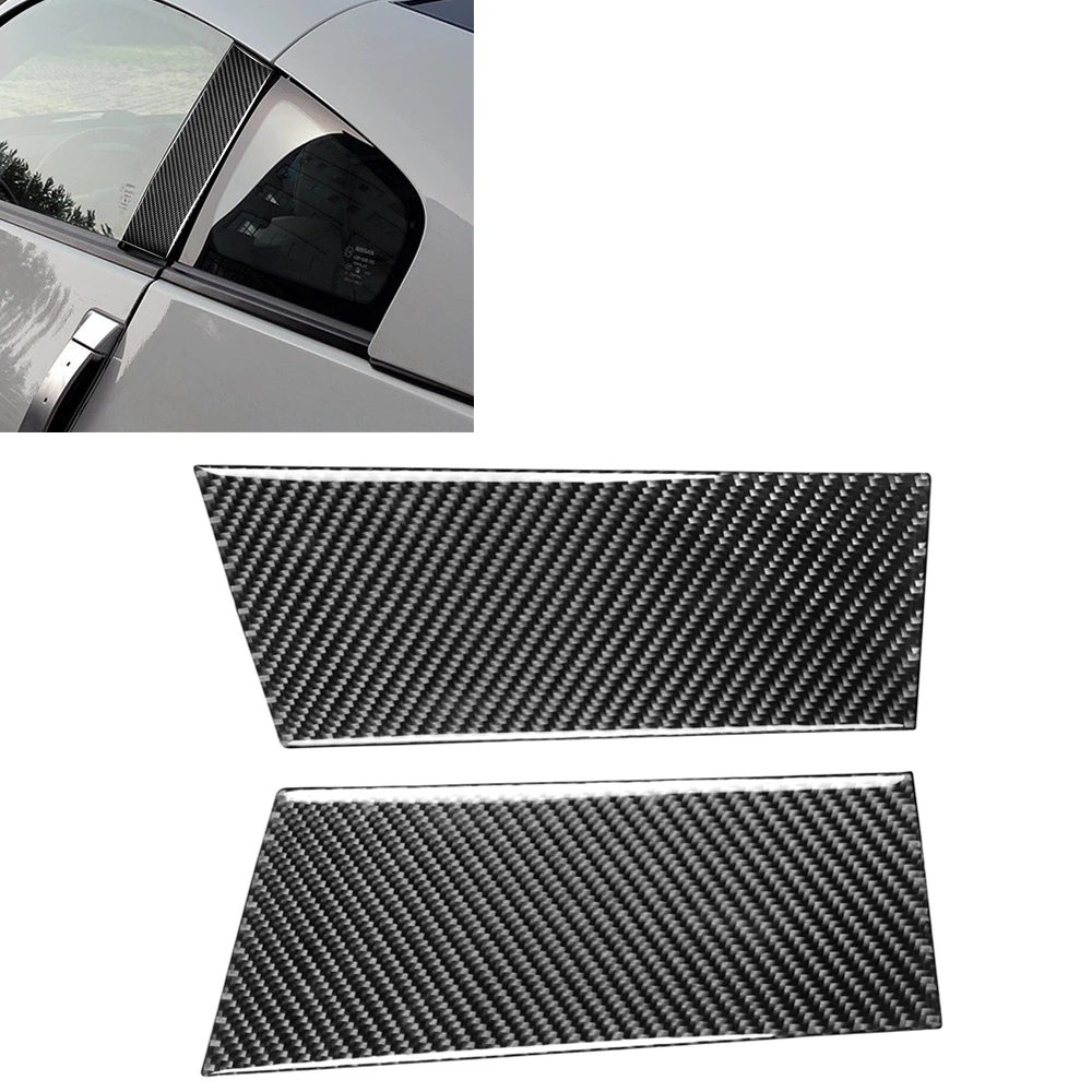 

2PCS Carbon Fiber Car Door Window Center B Pillar Panel Sticker Cover Trim Side Seal Strip For Nissan Z33 350Z 2003-2009