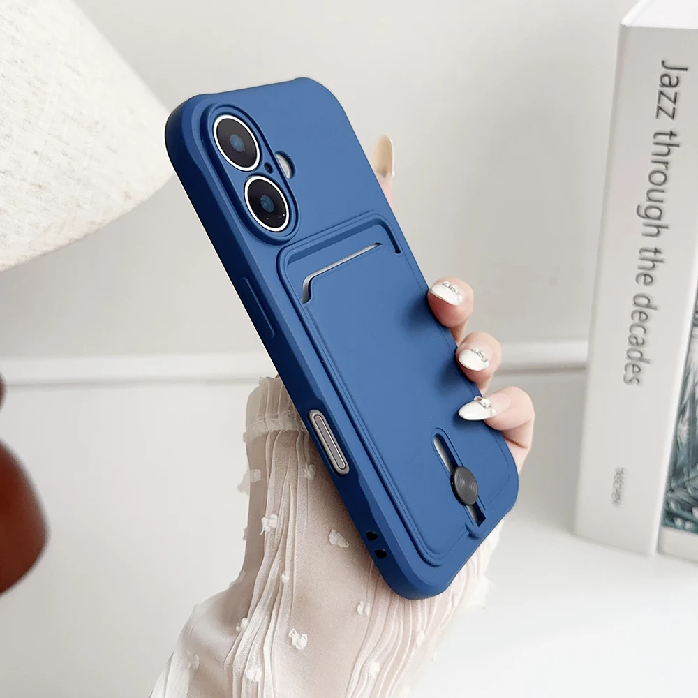 Weiche Silikon-Kartenhalter-Brieftaschen-Handyhülle für iPhone 17 16 16e 15 14 Plus 13 12 Mini 11 Pro Max Plus mit Kameraschutzabdeckung – Detail 9