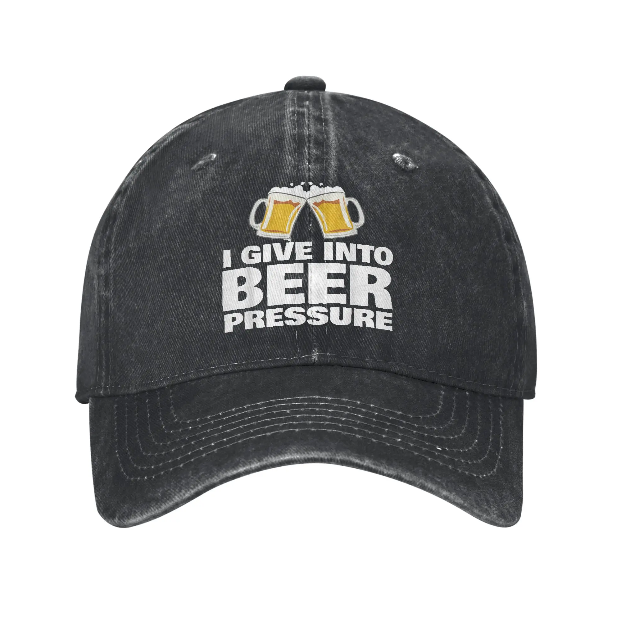 Classic I Give into Beer Pressure Funny Drinking Baseball Caps Unisex Distressed Washed Snapback Cap  Outdoor Caps Hat