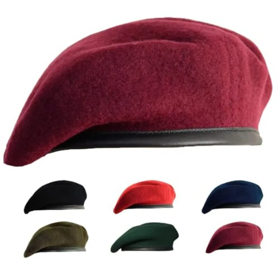 

Gajaous British Military Berets for Men and Women, Wool and Leather Beret Hats, Multiple Colours Army Beret
