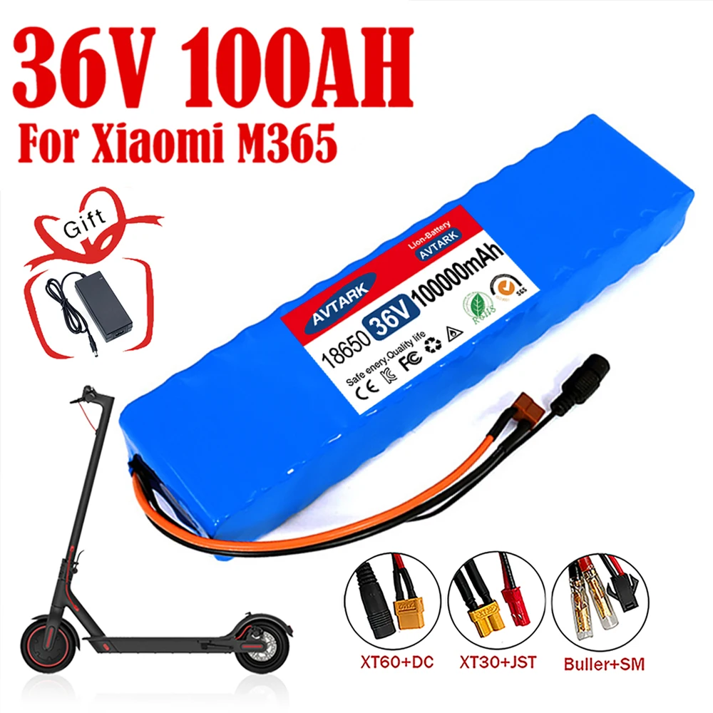 10S3P 36V 100Ah 18650 Baterai Lithium Isi Ulang 1000W Daya Dimodifikasi Sepeda Skuter Listrik Kendaraan BMS + Pengisi Daya 42V