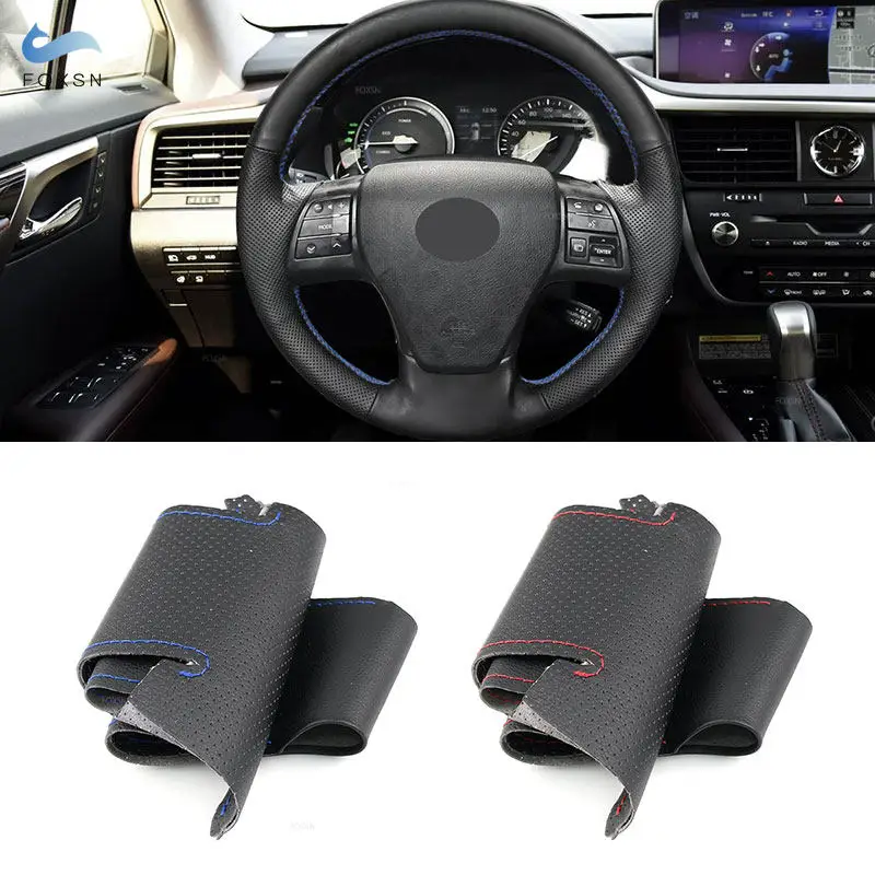 Hand Braids on Car Steering Wheel For Lexus RX270 RX350 RX450 2009 2010 2011 Black Perforated Microfiber Leather Cover Decor