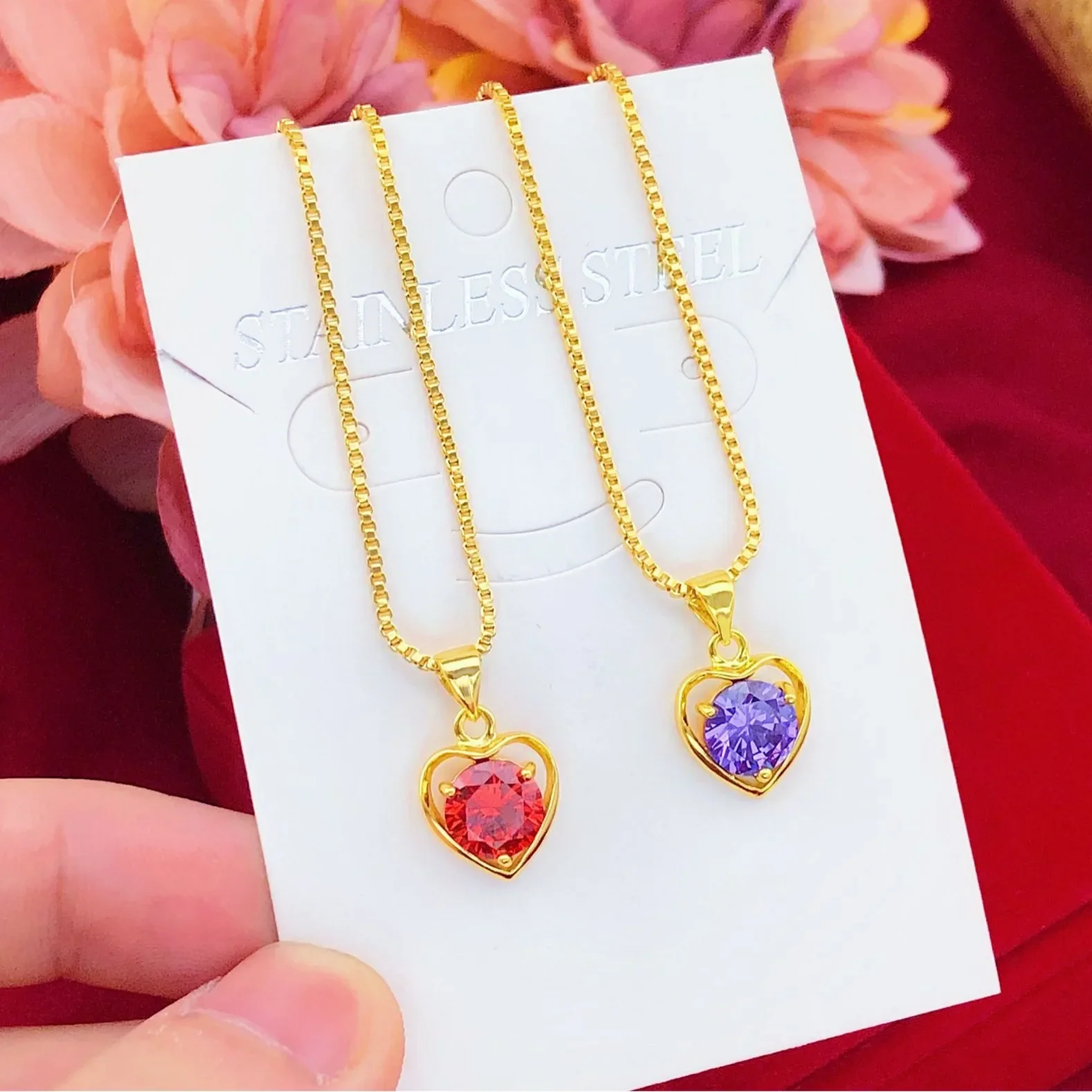 9999 Real Gold 24K Color Treasure Series Love Pendant Necklace Zircon Gold Jewelry Gold Jewelry Love Set Chain