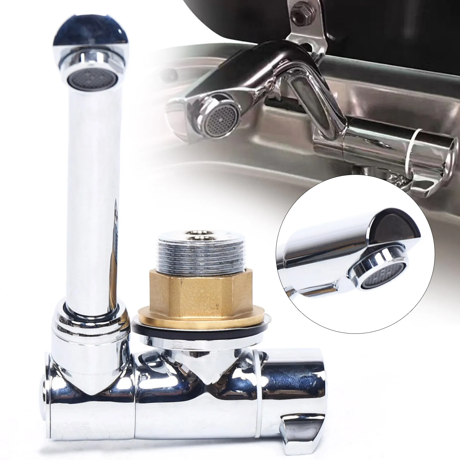 Folding Faucet 360° Rotation 180° Up Down Anti-leak Ceramic Valve Core Water-saving No Splash Easy Installation Adjustable Flow