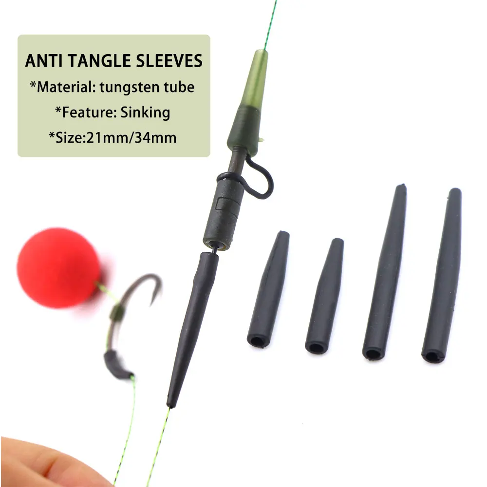 10pcs Tungsten Anti Tangle Sleeves Hooklink Sinking Fishing Accessories Method Feeder Fishing Rig Swivels For Fishing Tackle