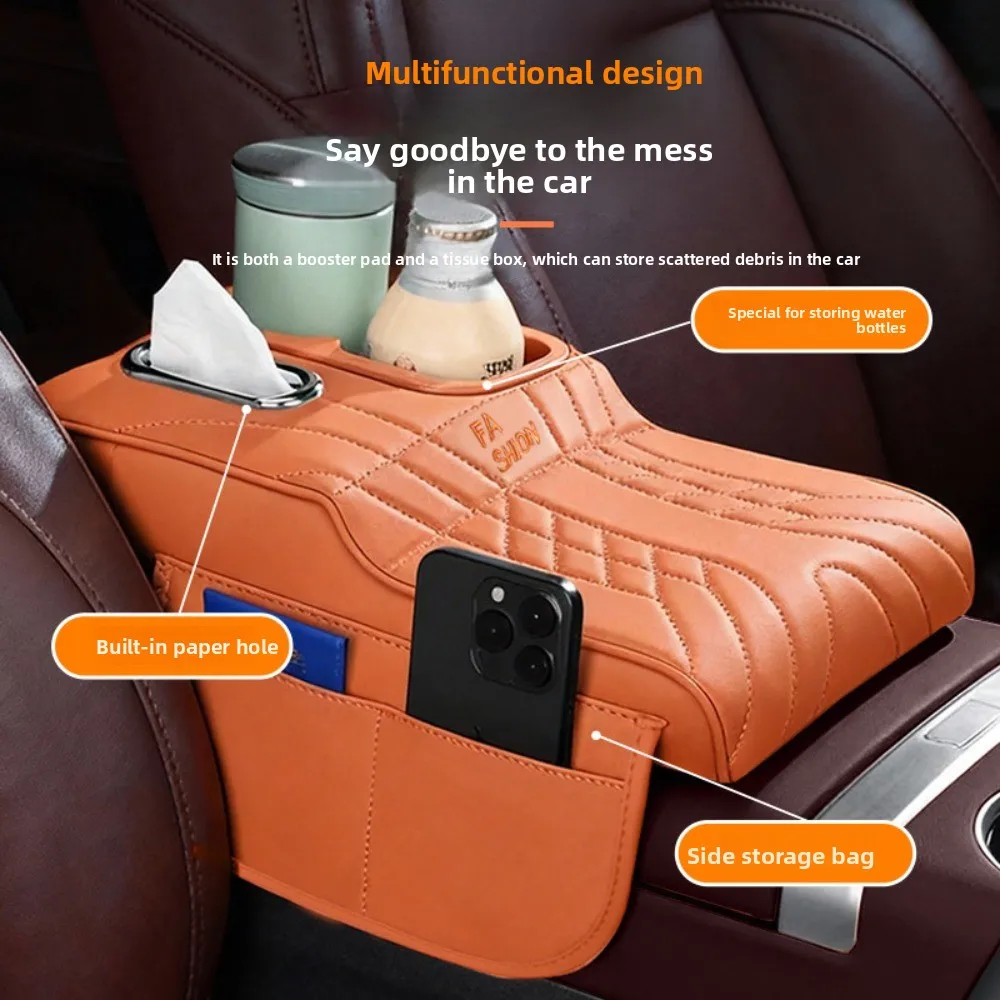 Hochwertige Auto-Innenraum-Armlehnenbox mit Höhenpolster, Multifunktionaler Aufbewahrung, Getränkehalter und Handyhalterung – Detail 3