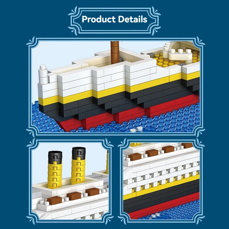 ชุดตัวต่อเรือ MOC Creative Boat Collection แบบ DIY ของเล่นตัวต่อขนาดเล็ก รุ่นเรือไททานิค แบบตัวต่อปริศนาเพื่อการศึกษา สำหรับเด็ก