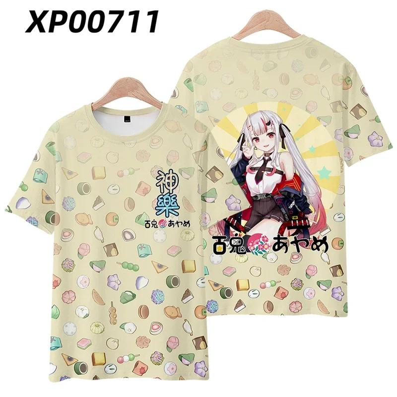 Hololive VTuber Nakiri Ayame Shirakami Fubuki 3D Print T-shirts Men Kids Short Sleeve Anime Harajuku Kids O-neck T-shirt 100-6XL