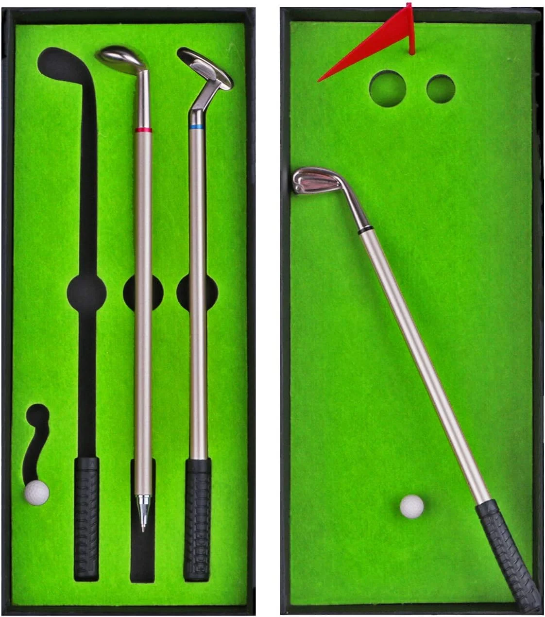 

Golf Ballpoint Pen with Mini Practice Green-Desktop Putting Trainer Simulated Course Creative Office Gift Portable Set for Adult