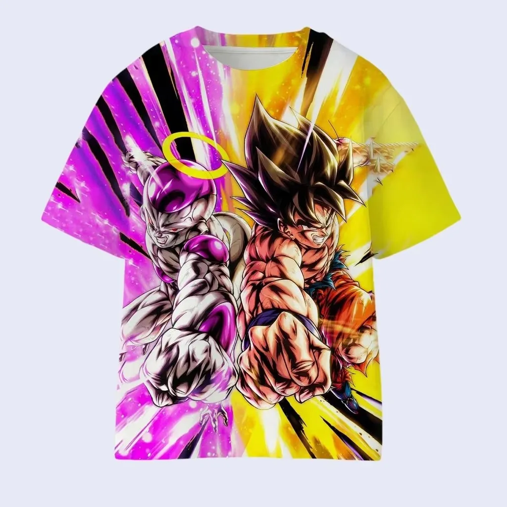 2026 New Family Matching Clothing Dragon Ball Son Goku and Frieza 3D Print Round Neck Tshirt, Anime Streetwear Short Sleeve Tops