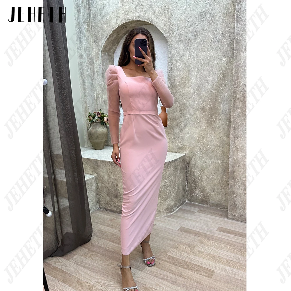 JEHETH Vestidos de noite formais para a mulher Comprimento do tornozelo Colar qJEHETH Formais Vestidos De Noite Para A Mulher Tornozelo Comprimento Quadrado Collar Prom Vestidos Mangas Compridas Sereia فسهره فاخره 2023