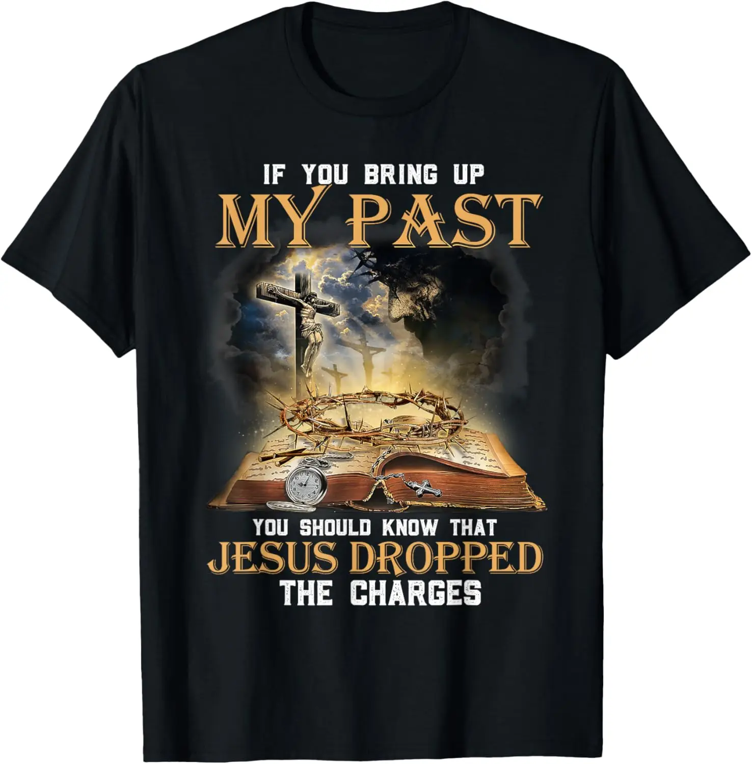 

Jesus Dropped The Charges Christian Faith Religious Graphic T-Shirt Men Casual Cotton Short Sleeve Tee