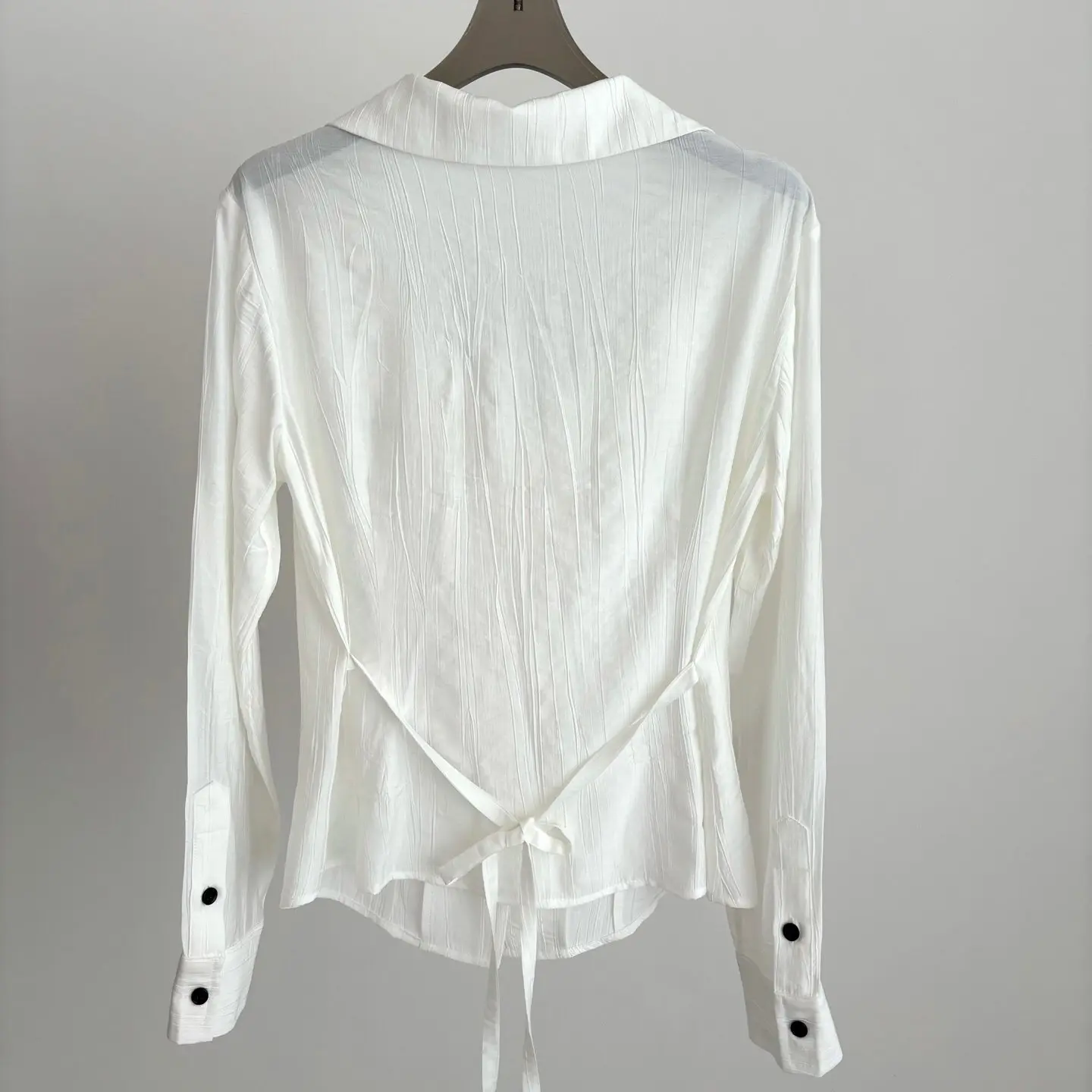 2026 Summer New Korean Style Pleated Drawstring Long Sleeve Shirt Short Sun Protection Top Breathable Casual Blouse