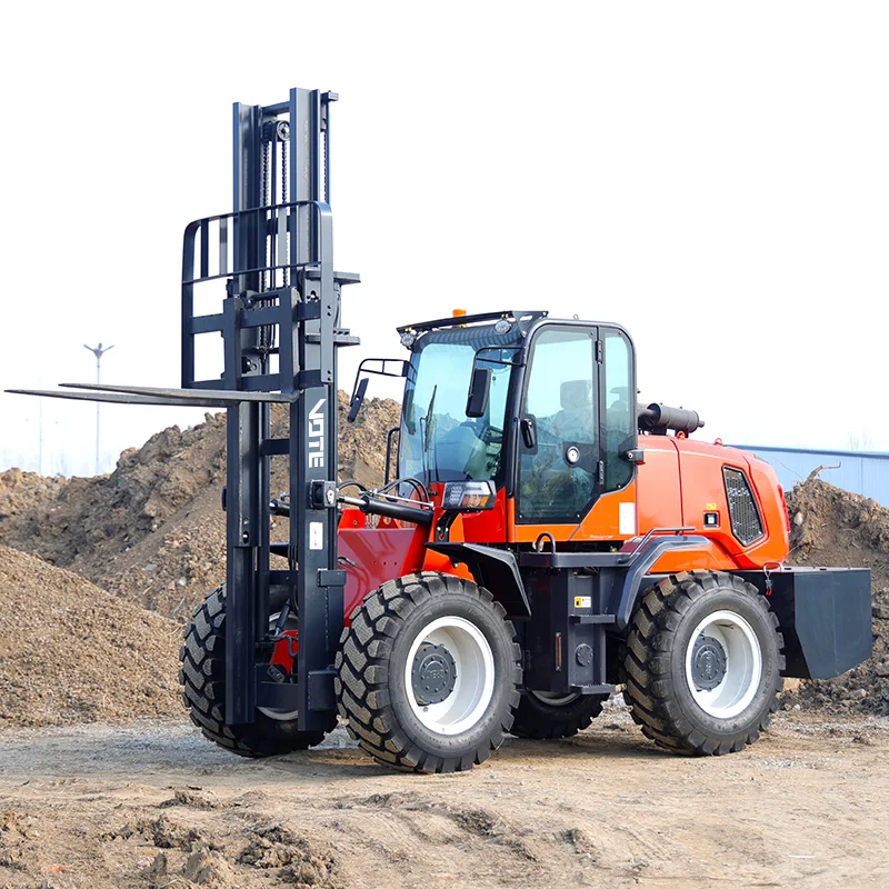 Cina Carrello elevatore per terreni a 4 ruote motrici Carrello elevatore per uso esterno diesel Carrello elevatore fuoristrada portatile da 3,5 tonnellate per tutti i terreni personalizzato
