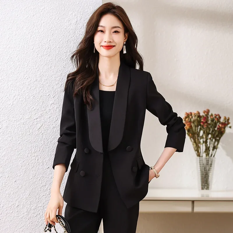 Lila Frauen Anzug Blazer weibliche Frühling Büro Dame Business Arbeit tragen Jacke formale lässige Baumwolle elegante Mantel Hosen Ballkleid