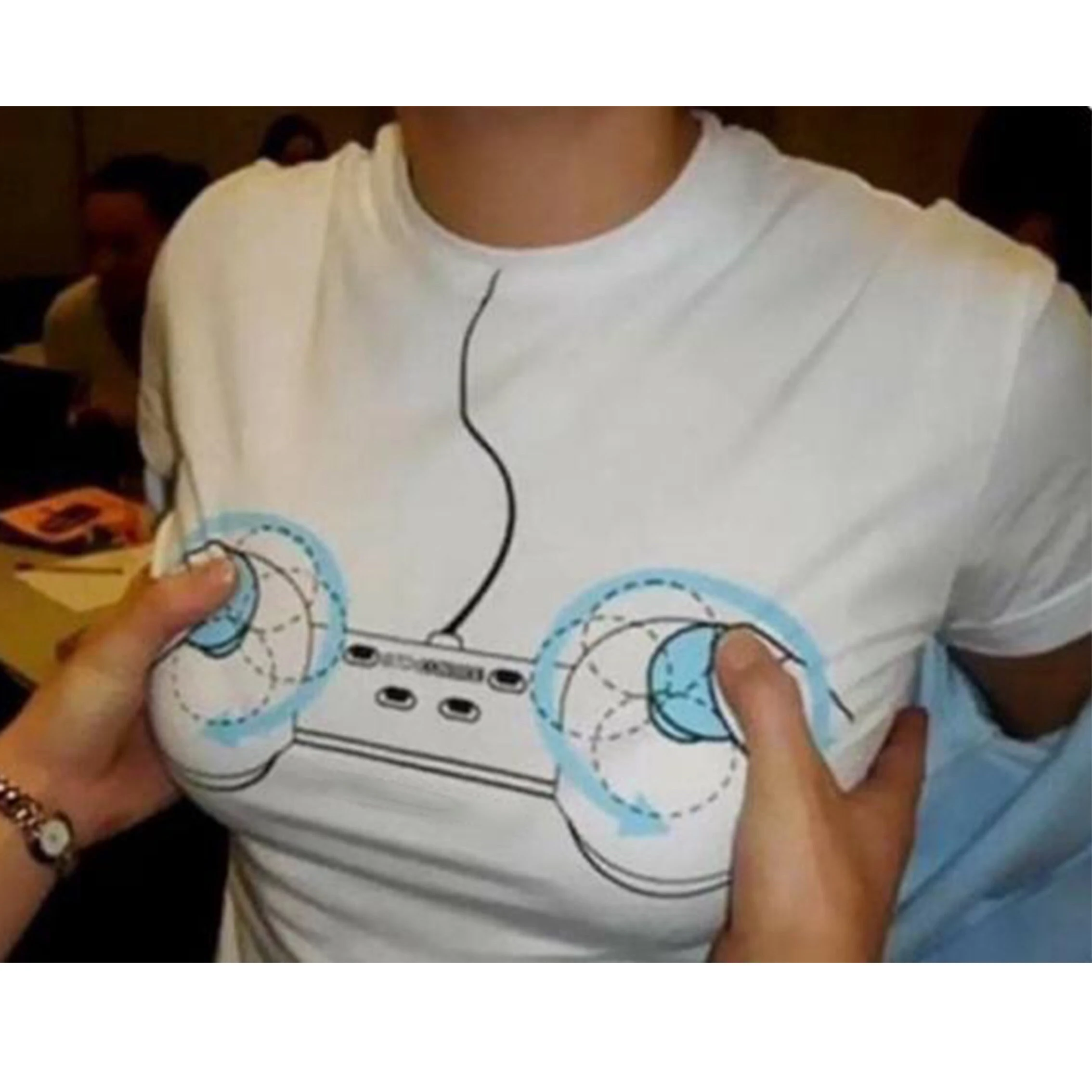 Camiseta divertida para bebé Meme Y2k, Top corto, camiseta con pechos divertidos, camiseta con controlador para adulto, camiseta con Joystick para bebé, camiseta con tetas