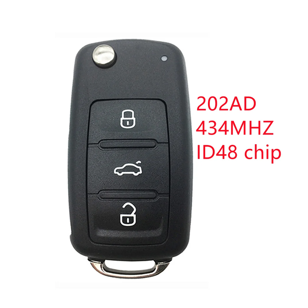 

5K0 837 202AD 433 ID48 Chip 3 Button Remote Flip Key For VW Volkswagen Beetle Caddy Eos Golf Jetta Polo Scirocco Tiguan