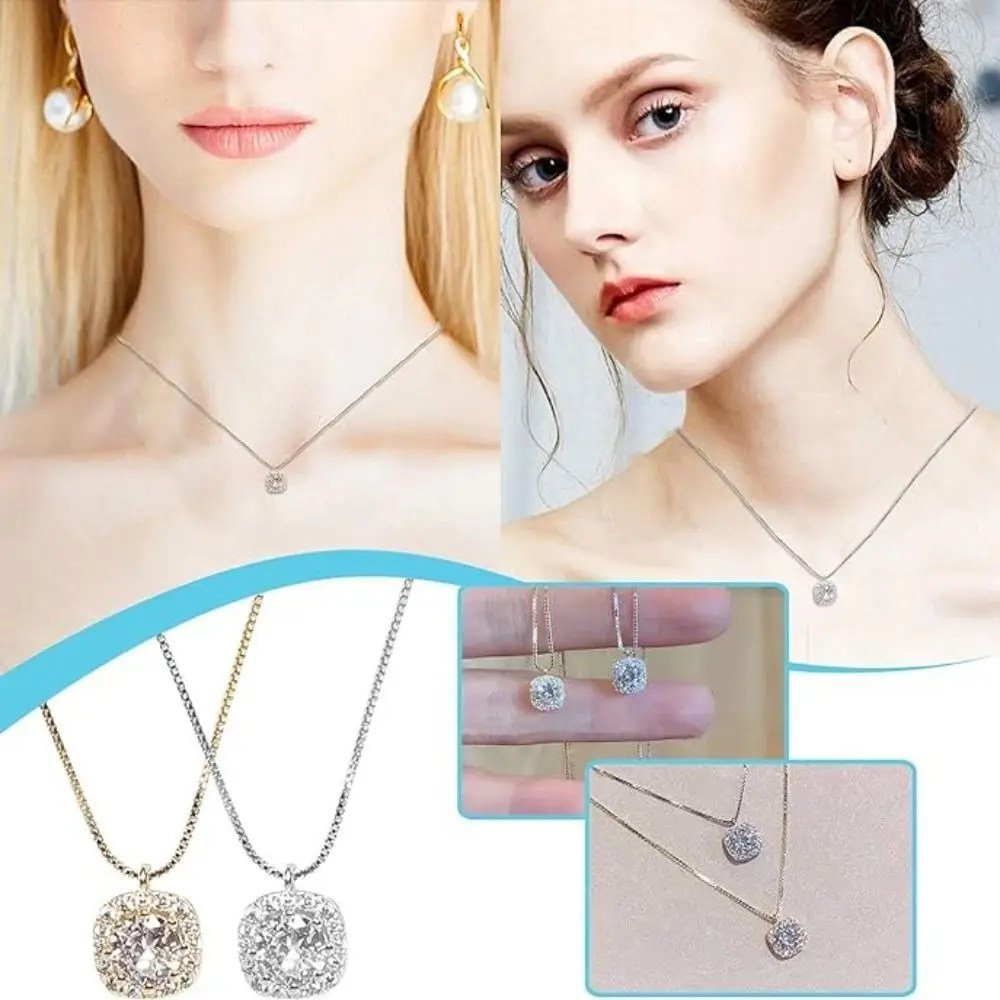 Cute Zircon Block Zircon Gift Romantic Charm Jewelry Clavicle Chain Luxury Fashion Necklaces Block Wedding Party