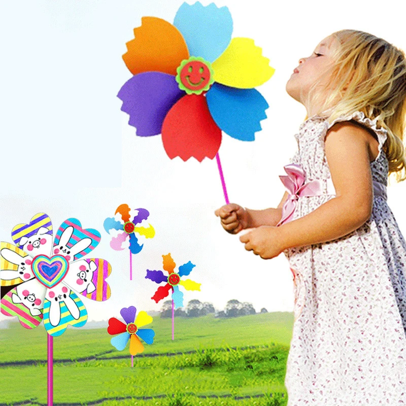 

4 шт. EVA ветряная мельница DIY игрушки ручной работы креативный материал Pinwheel Craft Flower Puzzle бумажный лоток детские развивающие игрушки