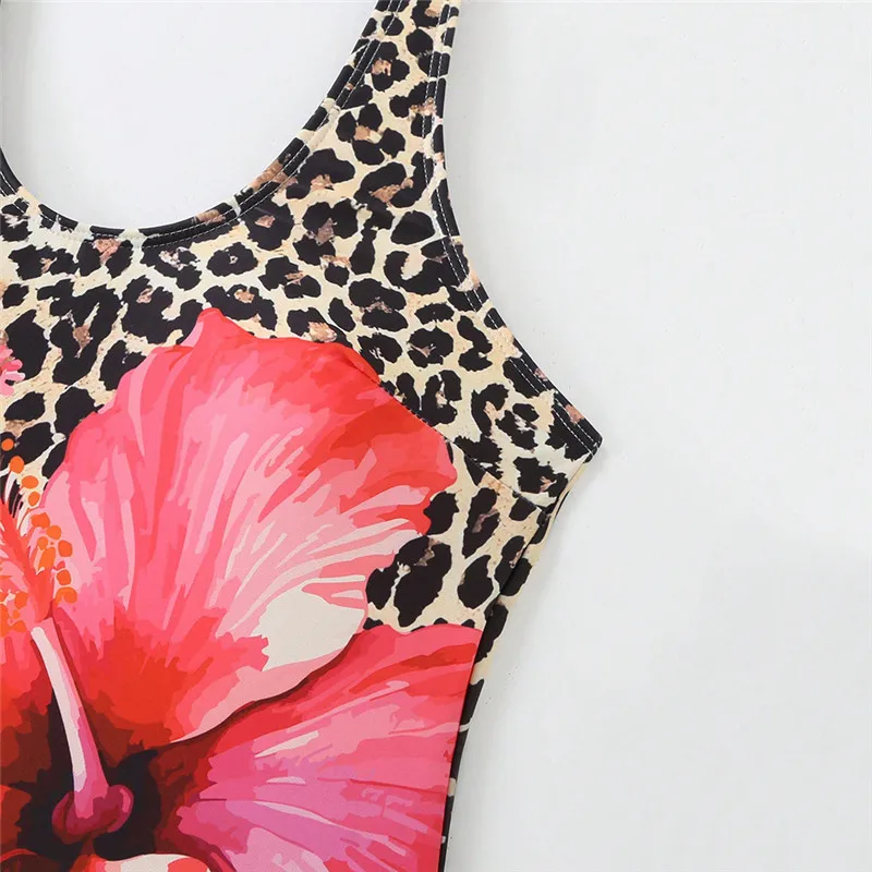 ليوبارد زهرة طباعة ملابس السباحة الإناث قطعة واحدة مثير ملابس السباحة النساء 2026 سليم ثوب السباحة البطن التحكم ملابس سباحة السباحون #3