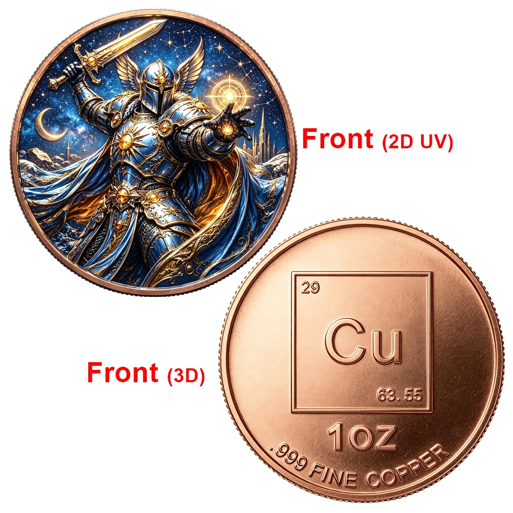 1pc Medieval Fantasy Star Knight Copper Commemorative Coin Celestial Paladin 1oz 999 Fine Copper Challenge Coin Collectible Gift