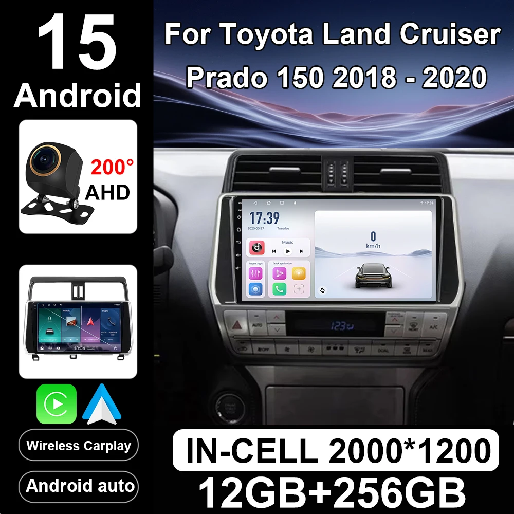 Android 15 For Toyota Land Cruiser Prado 150 2018 - 2020 Carplay Auto Car Radio GPS Multimedia Player Video Head Unit DSP Stereo