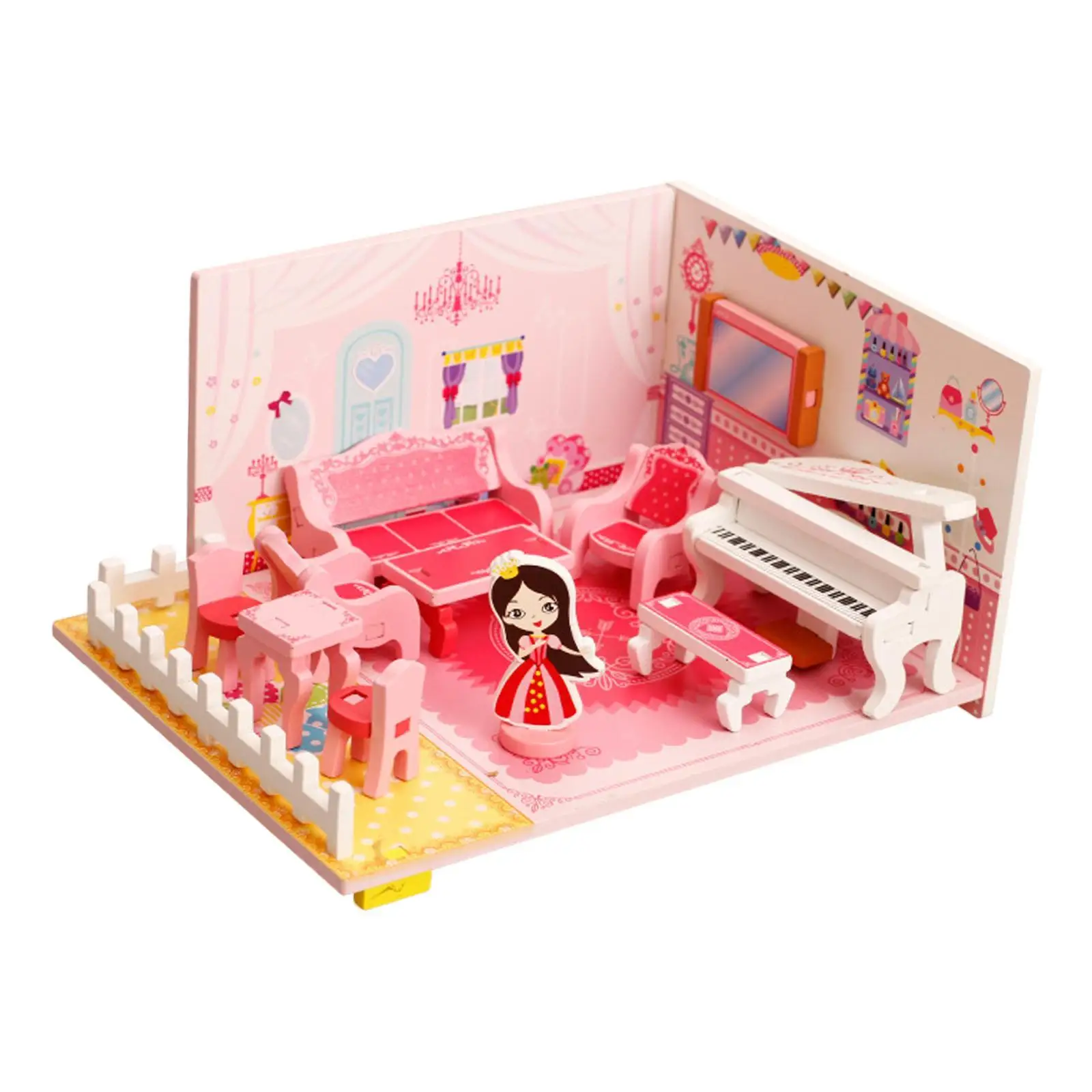 

DIY Miniature Dollhouse Kit Craft Educational Toy Corner of Living Room 3D Wooden DIY House Kit Handmade for Teens Kids Adults