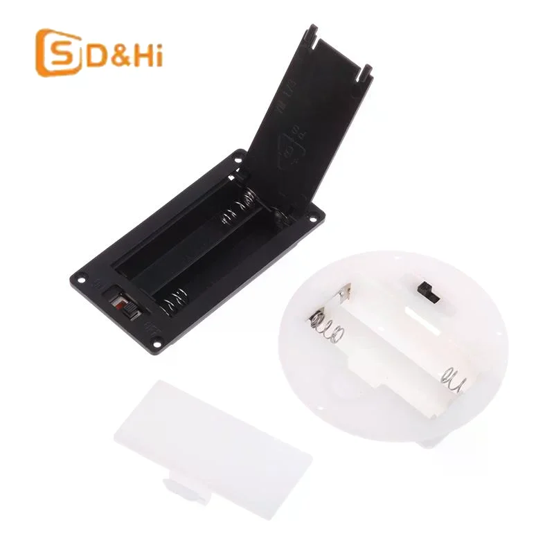 2 AAA/AA 3V Battery Holder with Convenient Switch Cover: 1 or 5 Packs, Round Embedded Design
