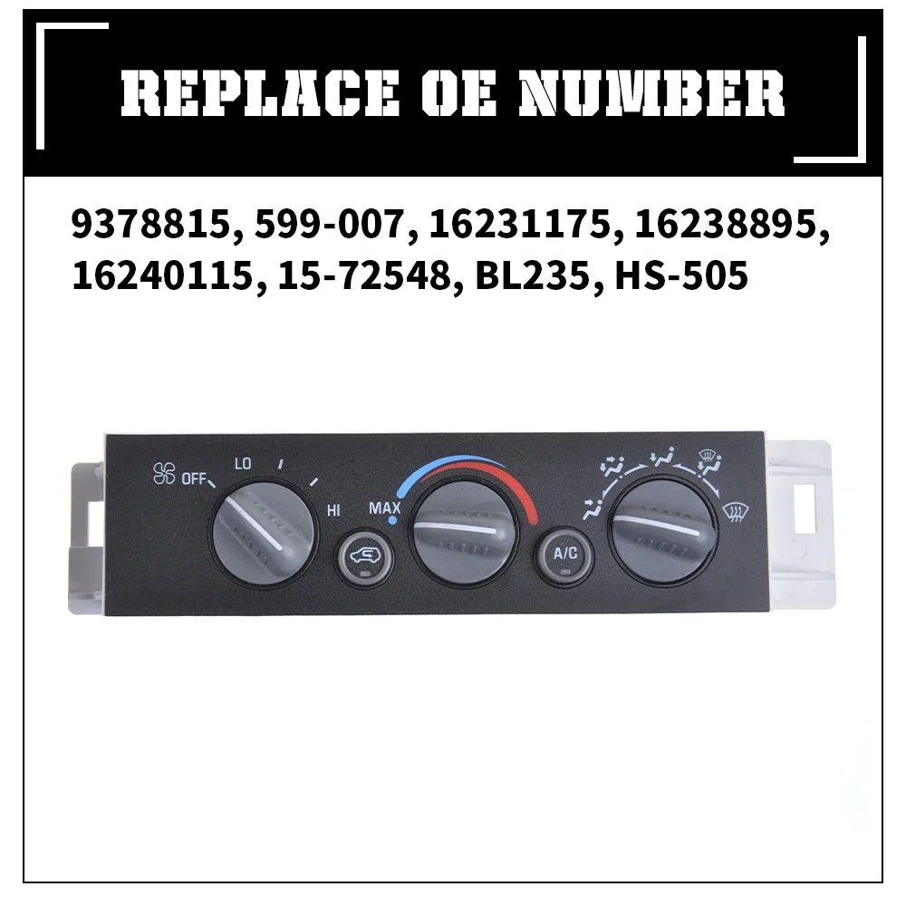 Módulo de control de clima y calefacción para aire acondicionado, panel de control A/C para Chevy Tahoe GMC Yukon C/K1500 599 2500-1996, 20