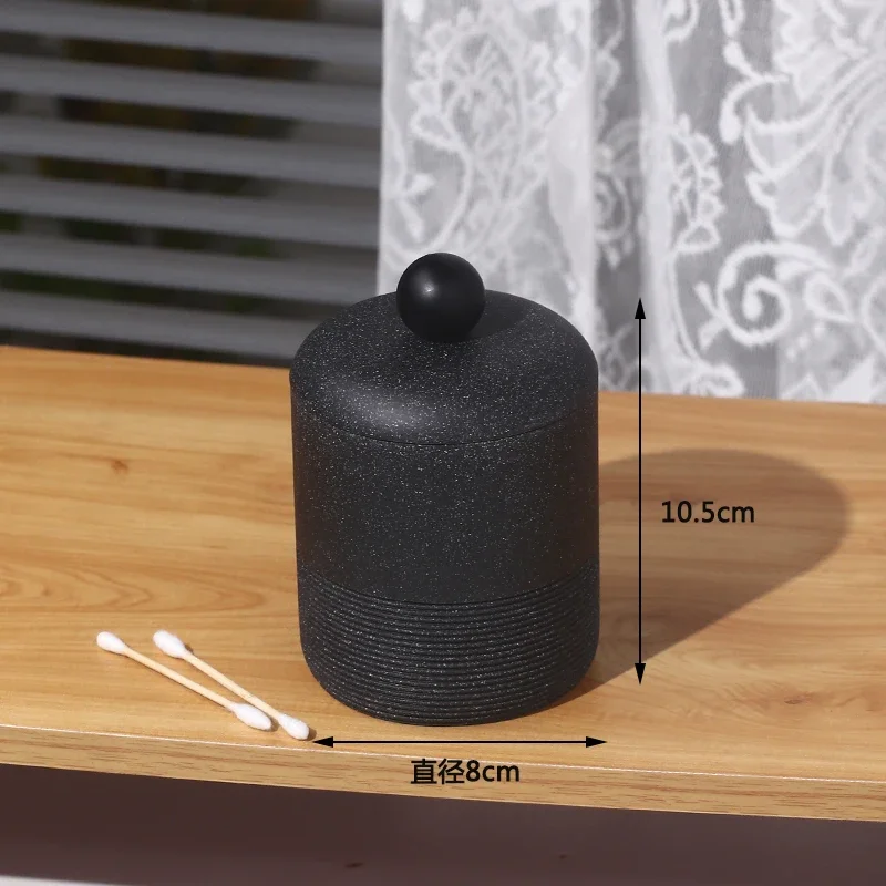 Retro Sandstone Covered Cotton Swabs Storage Box Household High-grade Toothpick Box Floss Box Bathroom Decoration Accessories