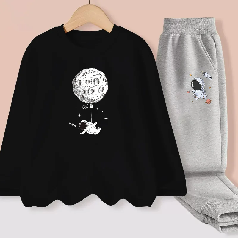 Aimi Lakana Astronaut Tees Sets Boy Long Sleeve T-shirt +Pants Kids Spring Printed Clothing 2-piece Suits