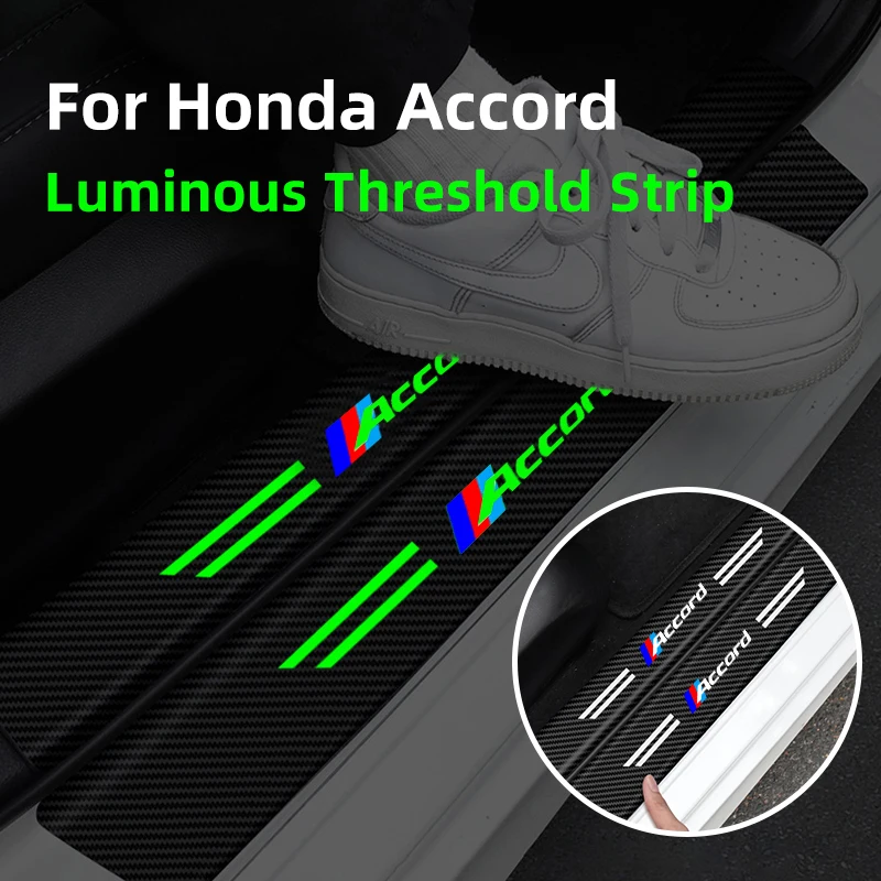 For Honda Accord 6 7 8 9 10th Luminous Car Sticker Door Sill Trunk Threshold Strip Protector Scratches Resistant Auto Accessory