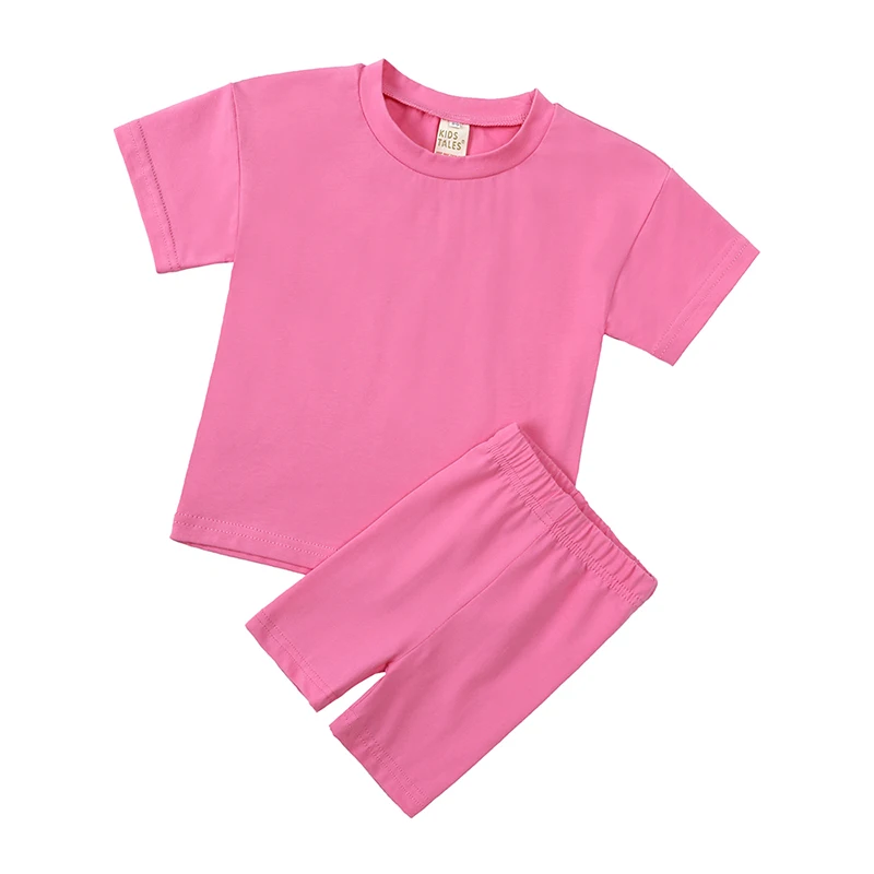 1-13years Baby Mädchen Kleidung Set Baumwolle T-shirt + Shorts Sportwear Legging 2 Stück Trainingsanzug Set Kinder Mädchen Kurzarm Yoga Hosen – Detail 3
