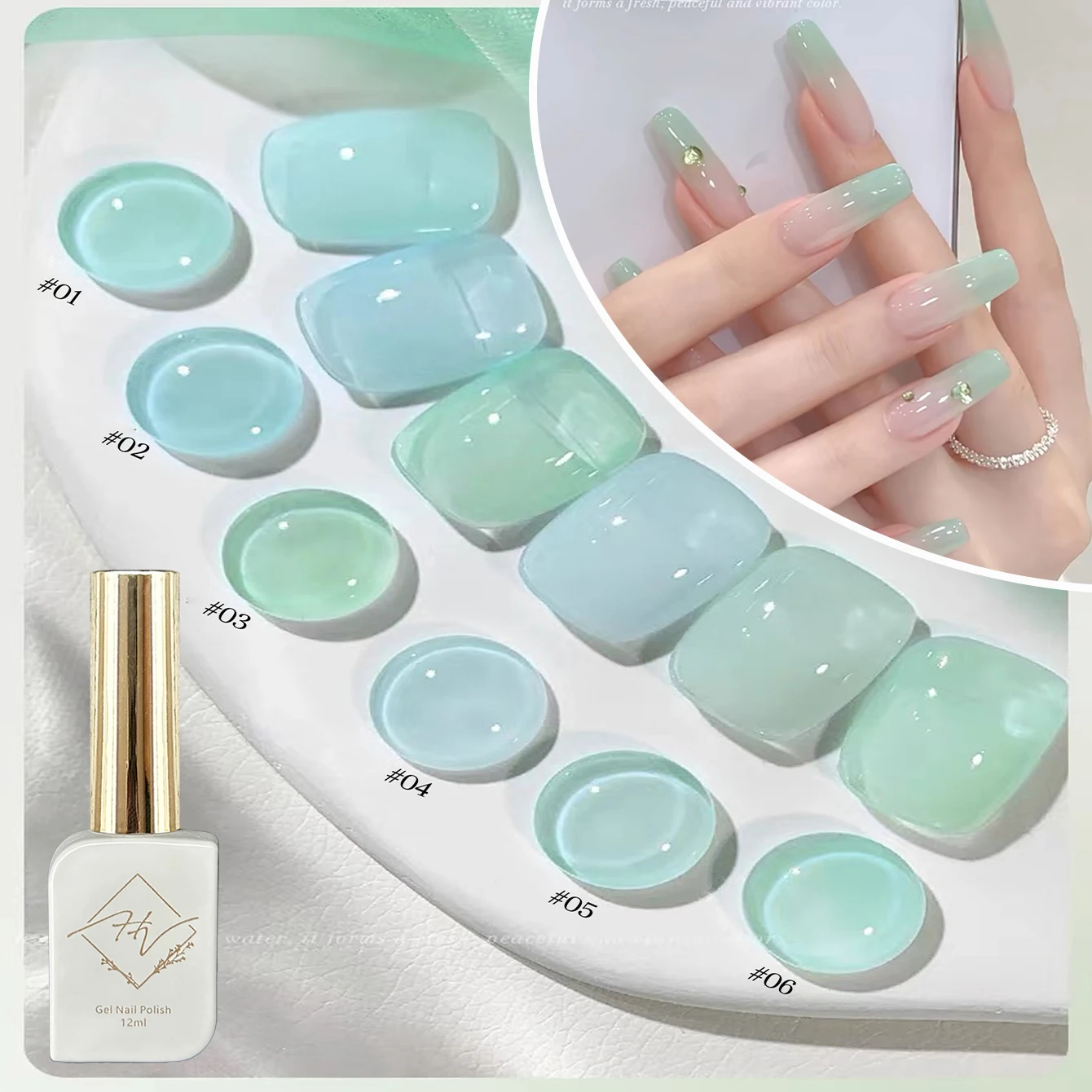 ZH 1-18 ชิ้น Mint Mambo เจลเล็บ 2025 ใหม่ Ice Permeable ครีมสีเขียวสีฟ้าสีเขียวพิเศษสําหรับเล็บ Shop เล็บอุปกรณ์เล็บ