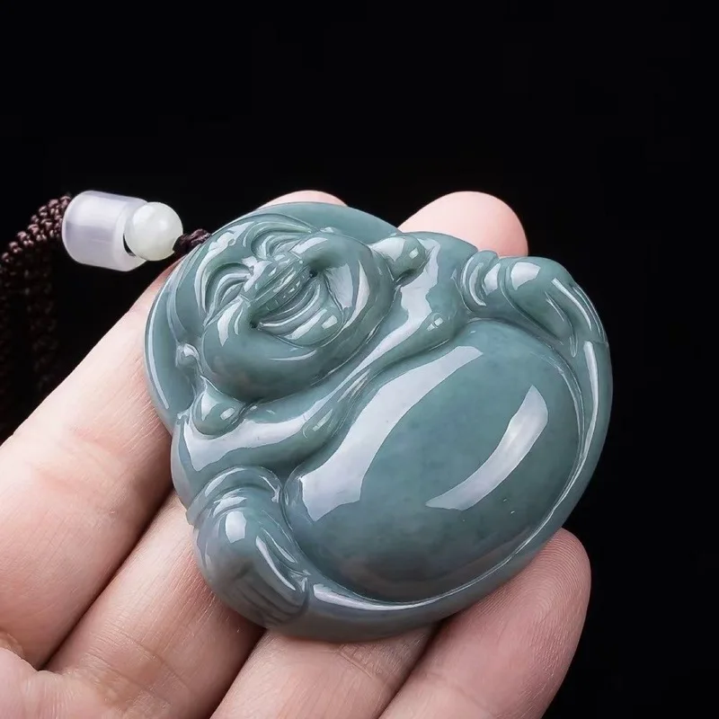 Natural Jadeite Pendant, Figurine, Maitreya , Laughing Buddha Statue, Jewelry and Jade Items