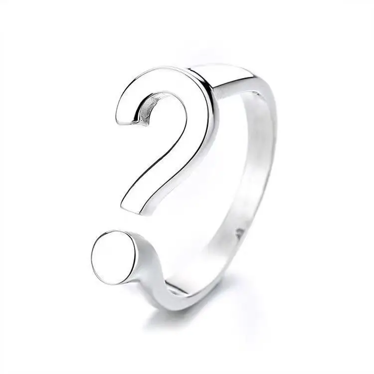 925 Sterling Silver Jewelry Simple Question Mark Finger Rings for Women Wedding Party Jewelery for Girls Friends Gift
