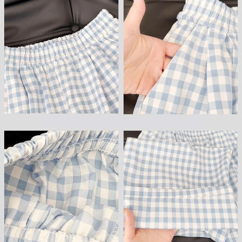 For Home Wear Baggy Oversized Pants Y2k Plaid Trousers Home Wear Blue Four Seasons Home Wear Trousers Trousers