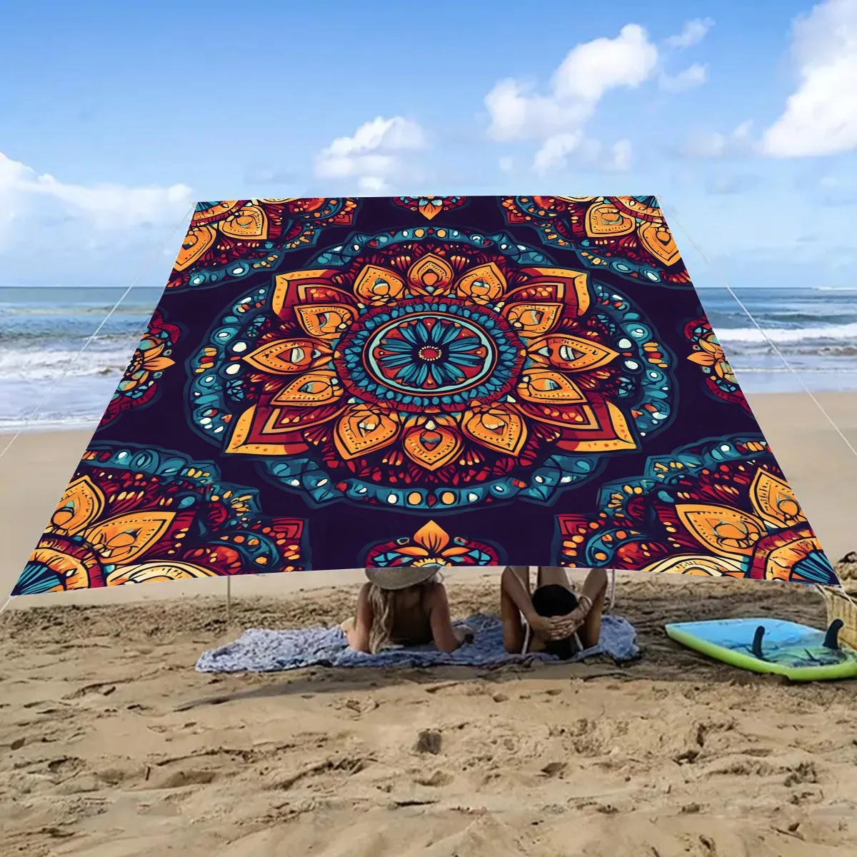 Color Flower Camping Sunshade Tent Camping Tarpaulin Picnic Cover Portable Village BeachCamping Tent Terrace Decor Ceiling Cloth image 6