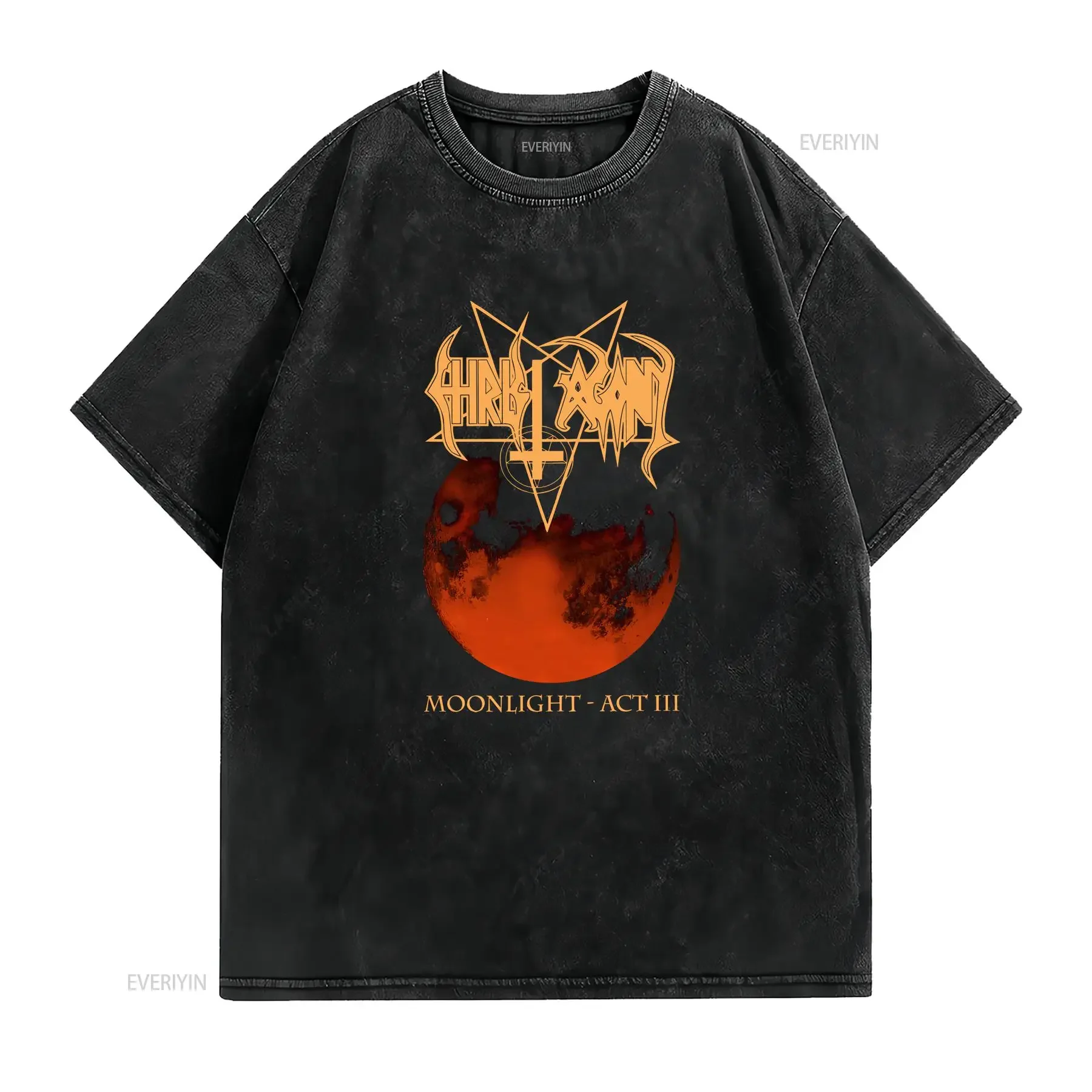 Christ Agony Moonlight Black Metal Tour Band T Shirt Large vintage Washed Breathable Comfortable Unisex Stylish streetwear