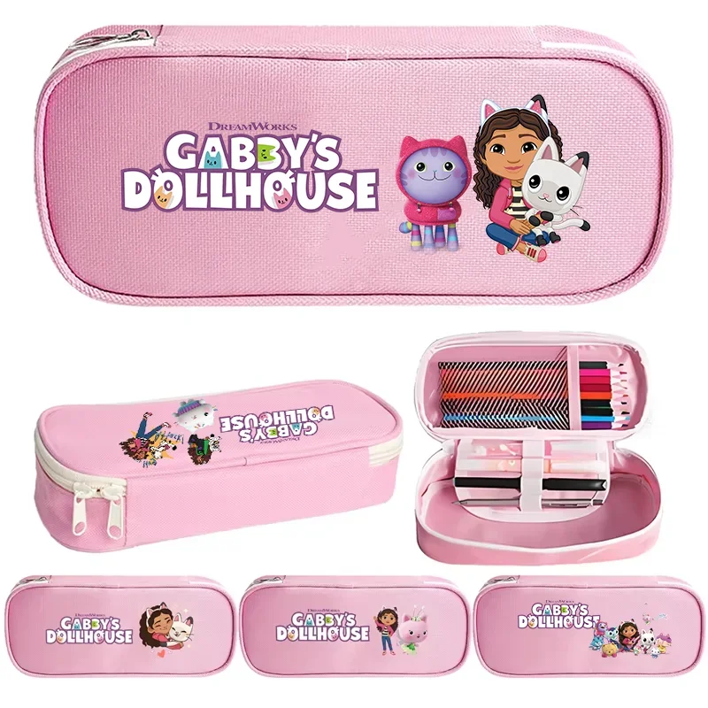 Gabby Dollhouse Pencil Case Kindergarten Cartoon Printed Pencil Bag Anime Printed Pen Case School Stationery Pencilcase Kid Gift
