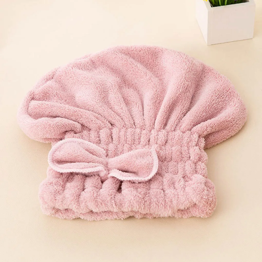 Microfiber Hair Drying Towel Wrap With Bow-Knot Shower Cap Hair Turban Hair Wrap Cap Applies To All Length And Dry Hair Quickly