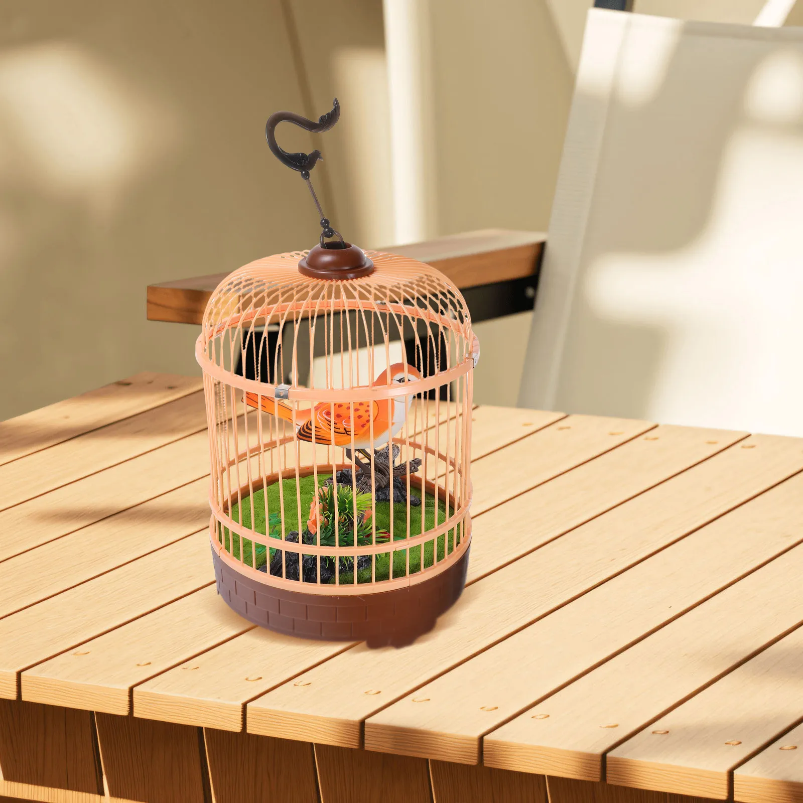 

Induction Birdcage for Kids Voice Activated Chirping Fluttering Parrot Simulation Sounds Realistic Design Portable Desk Decor