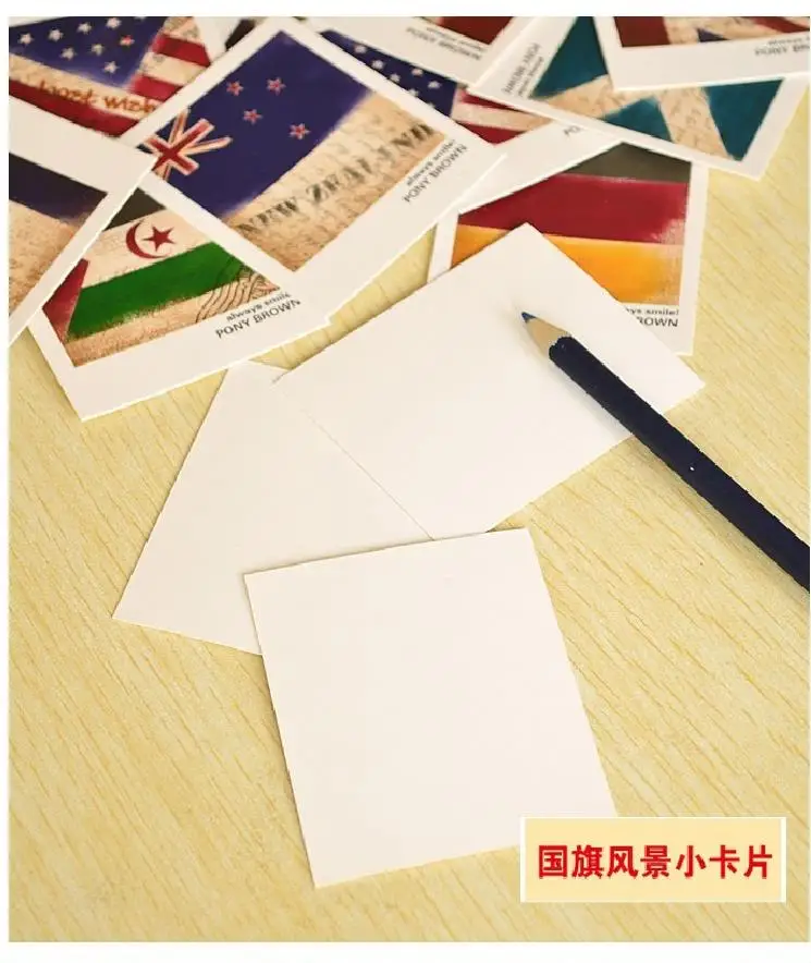 40Pcs New National Flag Cards Mini Lomo Postcard Gift To United States, United Kingdom, France, Italy, Australia, Canada