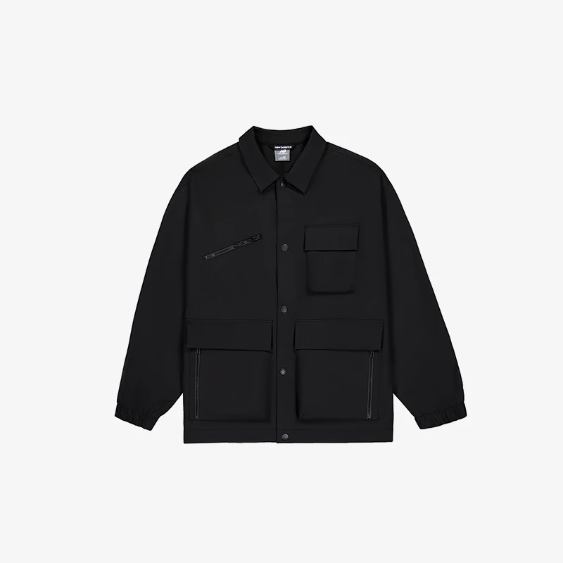 

Новая оригинальная мужская куртка New Balance NB с отложным воротником, простая однобортная тканая куртка AMJ51302-BK