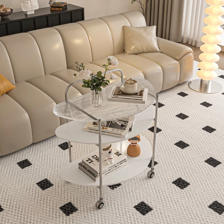 ss-Light Luxury Sofa Side Table Modern Simple Bedroom Bedside Tables Rack Home Living Room Trolley Movable Leisure Coffee Tables