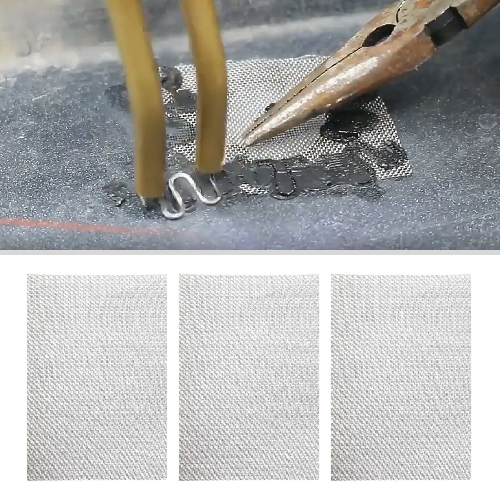 

3Pcs Universal Stainless Steel Car Bumper Repair Net Plastic Crack Repair Hole Repairing Mesh Net For Bumper Body Hood Vents